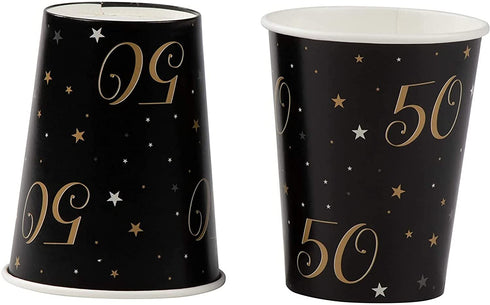 144 Pieces 50th Birthday Party Bundle, Includes Plates, Napkins, Cups, and Cutlery (24 Guests)