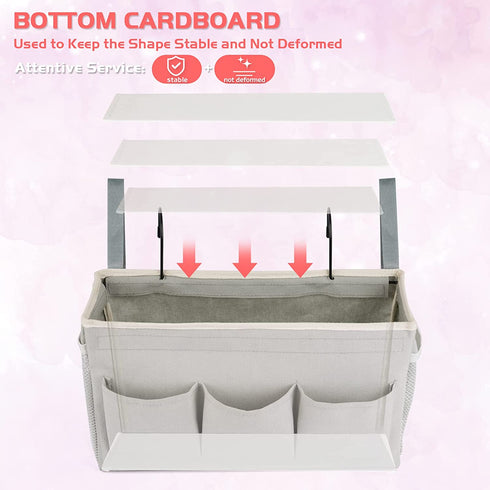 Loghot Bedside Caddy/Bedside Storage Bag Hanging Organizer for Bunk and Hospital Beds, Dorm Rooms Bed Rails, Bedside Organizer with Fixed Straps and Water Bottle Holder (New Grey)