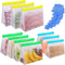 10 Pack Reusable Food Storage Bags & 6 Pack Silicone Stretch Lids Leakproof Silicone Stand Up Food Bags Extra Thick Food Grade BPA Free Freezer Bags for Lunch Sandwich Snack Meat Fruit
