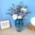 Jinborlend Artificial Flowers Bouquet for Decoration, Silk Dahlia Blue and White Wedding Bridal Table Centerpieces Floral Arrangements Vase Home Kitchen Living Room Decor