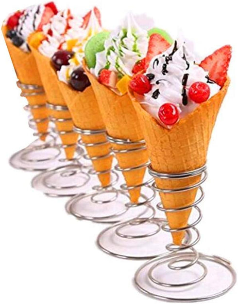 Stainless steel Pizza Cone Holder Stand Ice Cream Cone Holder (5 pcs)