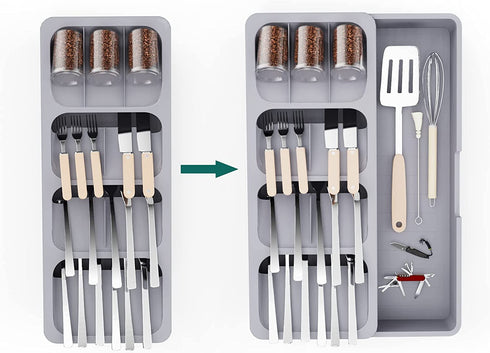 Silverware Flatware Organizer,Tray for Drawer, Kitchen Drawer Organizer,Expandable Tray for utensil,Cutlery,Forks, Spoons,Condiment Organizer Storage