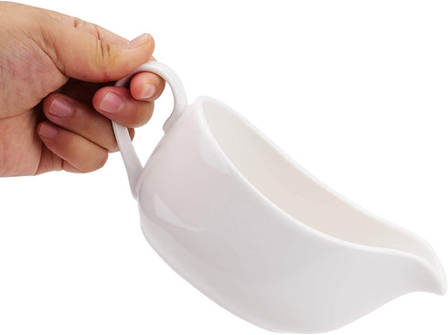 Yesland 15 oz Gravy Boat and Tray, Ceramic White Gravy Sauce Boat with Saucer Stand for Dining, Holiday Meals & Parties
