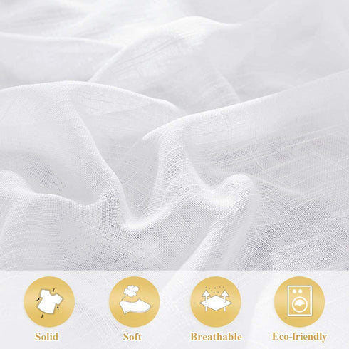 RYB HOME White Sheer Curtains for Living Room Privacy Semi Sheer Linen Curtains Light Glare Filtering for Bedroom Dining Office Window, 52 inches Wide x 84 inches Long, 2 Panels, White