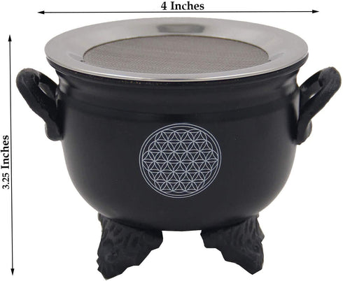 Large Metal Charcoal Incense Burner (Flower of Life)