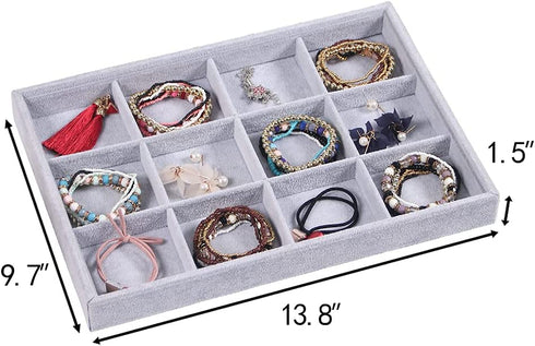 Stackable Jewelry Trays Organizer Trays for Drawer Earring Necklace Bracelet Ring Display Organizer (12grid)