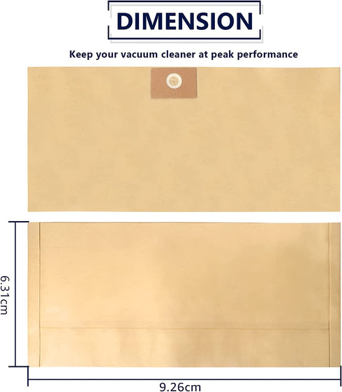 KEEPOW Disposable Filter Bag Compatible with Stanley 4-5 Gallon Wet/Dry Vacuums, Part# 25-1230 (10 Pack)