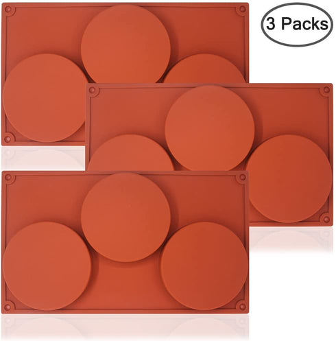 SourceTon 3-Cavity Large Round Silicone Disc Cake Mold, 3 PCS Pack Non-Stick Baking Molds Cake, Candy, Soap, Resin Art