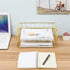 Superbpag 2 Packs Stackable Horizontal Metal File Letter Trays Organizer for Desk,Gold