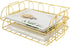 Superbpag 2 Packs Stackable Horizontal Metal File Letter Trays Organizer for Desk,Gold