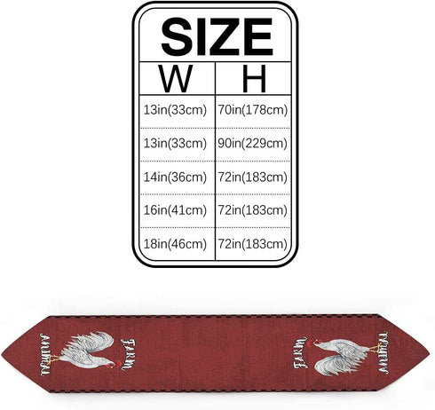 Meet 1998 Cotton Linen Table Runners Farm Animal Rooster Cock Tablecovers for Kitchen Garden Red Wedding Parties Dinner Indoor Outdoors Home Decorations 13x70 inches