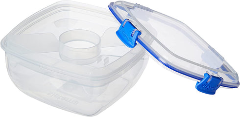 Sistema To Go Collection Salad Compact Food Storage Container, 4.6 Cup, |Great for Meal Prep | BPA Free, Reusable - Medium Blue (37.1 Oz)