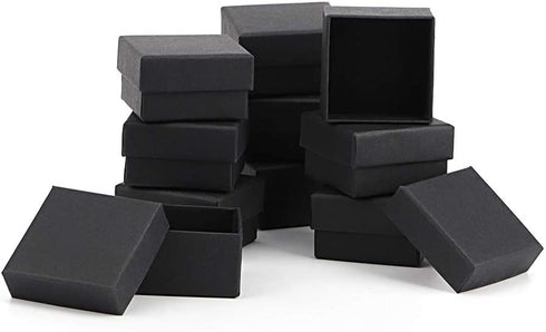 Dedoot Ring Earring Gift Boxes 30 Pieces Small Kraft Jewelry Box 2x2x1.2 Inch Square Cardboard Jewelry Gift Box with Velvet Cushion, Black