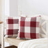 Set of 2 Red and White Buffalo Check Valentine Pillow Covers with Pom Pom Embellished 18 x 18 inches for Valentines Day Decoration