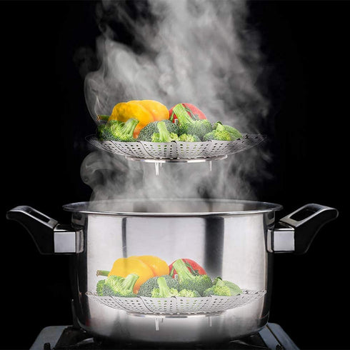 Sayfine Vegetable Steamer Basket, Premium Stainless Steel Veggie Steamer Basket - Folding Expandable Steamers to Fits Various Size Pot (Medium (6.1" to 10.5"))