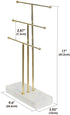J JACKCUBE DESIGN 3 Tier Gold Metal Jewelry Display Stand Tree Organizer, Holder Rack Hanger Tower for Bracelet Necklace Accessories with Tabletop Earring Ring White Marble Tray Storage- MK516A