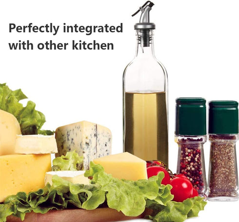 Oil Dispenser Bottle 4 Pack , WERTIOO 17 OZ Glass Olive Oil and Vinegar Dispenser Set Oil Container with Funnel & Pen and Tag for Kitchen