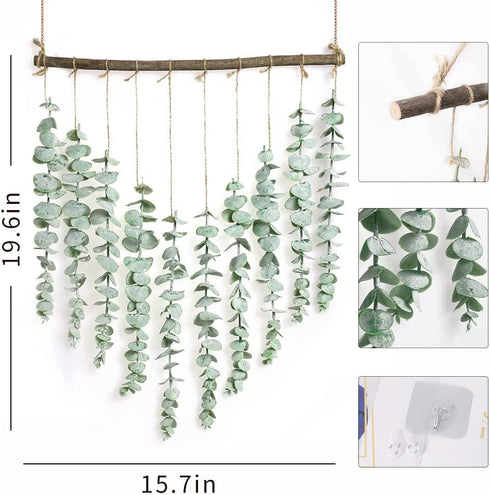 Eucalyptus Wall Hanging Decor, Artificial Eucalyptus Wall Decor, Boho Wall Decor for Bathroom, Bedroom ,Farmhouse, Kitchen,Living Room Decorations