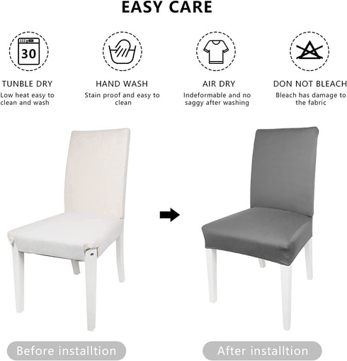 Dining Room Chair Slipcovers Stretch Spandex Chair Covers for Dining Kitchen Set of 6 (Light Grey, 6 Pack)
