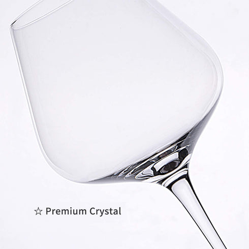Hand Blown Italian Style Crystal Burgundy Wine Glasses - Lead-Free Premium Crystal Clear Glass - Set of 2 - 21 Ounce - Gift-Box for any Occasion