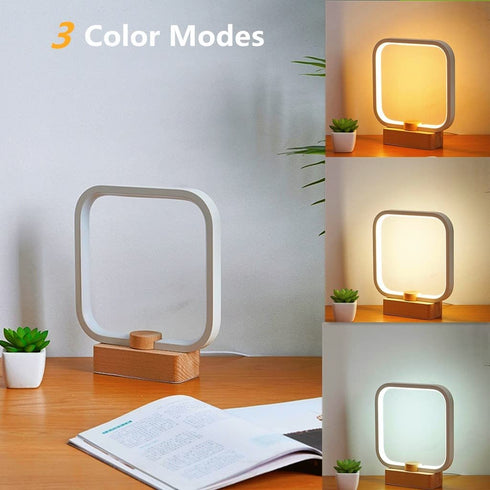 LED Table Lamp for Bedroom, Living Room, Home Office, 3-Color Temperature Bedside Lamps, Dimmable Table Light, Small Desk Night Light, Unique House Warmging Gift