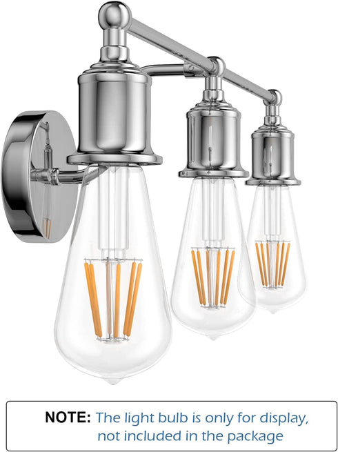 Aipsun Bathroom Light Fixtures Chrome Vanity Lighting Fixtures 3 Light Farmhouse Bathroom Vanity Lights (Exclude Bulb)
