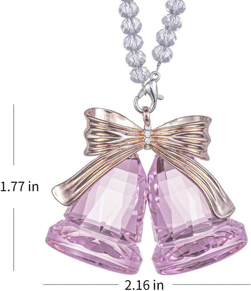 SIYOUKI Christmas Crystals Double Bell Ornament Crystal Bells Home Decoration (Pink)