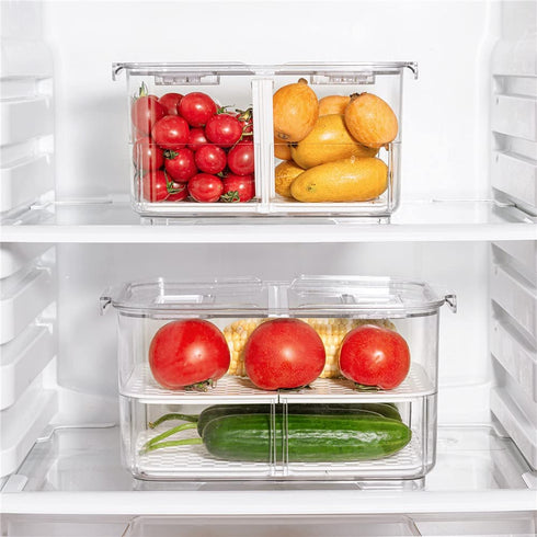 blitzlabs Refrigerator Organizer Bins Produce Saver, Stackable Freezer Bins Fresh Keeper Food Storage Containers for Fridge Freezer Cabinet Kitchen Organization -5700ML