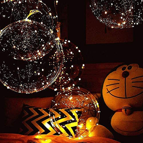 LED Light Up Bobo Baloons 10 Packs, 20 Inches Clear Helium Transparent Balloons 15 pcs, Glow in The Dark Ballons for Christmas Wedding Birthday Valentines Day Halloween Party Decoration