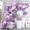 Pateeha Baby Shower Decorations for Girl 140 Pcs Purple Balloon Garland Kit Metallic Purple Silver Balloon Arch 12 Pcs Butterfly Stickers Confetti for Birthday Wedding Decorations