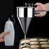 Pancake Batter Dispenser, Stainless Steel Stirring Batter Separator Funnels with Handle & Rack (2pcs Ketchup Squeeze Bottle)