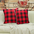 Red and Black Checked Pillow Covers 18x18 Inch Pack of 2 Plaid Cotton Linen Decorative Throw Pillow Cases with Pom-poms Rustic Party Decor Plaid Square Pillow Cover Christmas Decor