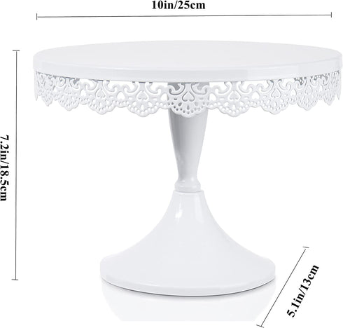 TRSPCWR White Cake Stand 10in , Metal Dessert Display Stands Cupcake Holder, Decor for Wedding, Birthday, Party, Round