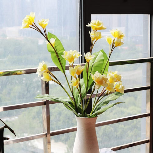 LIUCOGXI 37 inch Artificial Plumeria Frangipani Flower Bouquet with Long Stem for Home Party Bridal Wedding Bouquet Floor Flower Decoration