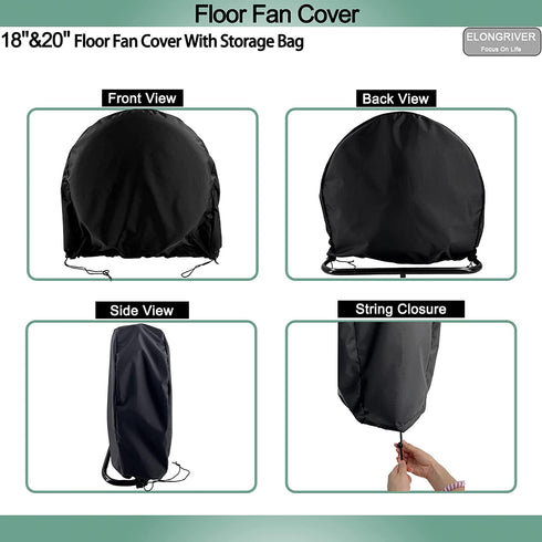 ELONGRIVER Industrial Fan Cover,Waterproof&Dustproof Cover for 18"&20" High Velocity Floor Fan, Household Fan Cover For Outdoor in Heavy Duty Material (24"x7.5"x24")