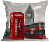 Emvency Set of 4 Linen Throw Pillow Covers 18x18 Inches Home Decorative Cushion Red London Street Bus Telephone Booth Big Ben Pillow Cases Square Pillocases for Bed Sofa
