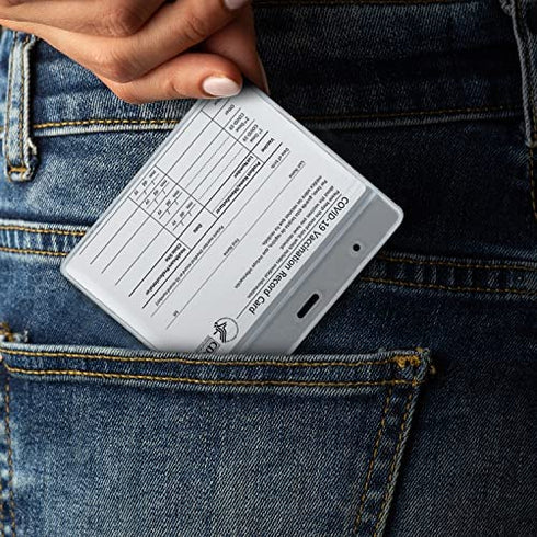 2 Packs CDC Vaccine Card Holder Protector - 4x3 Business Waterproof Covid Vaccine Card Sleeve Immunization Card Record Id Holders for Badges Clear Vinyl Plastic Resealable Zip