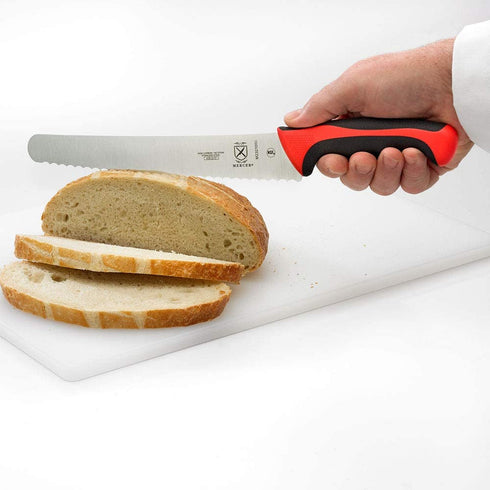 Mercer Culinary Millennia Colors Red Handle, 10-Inch Wavy Edge Wide, Bread Knife