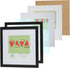 FrameWorks 12x12" mat to 8x8" Classic Wooden Picture Frames Tempered Glass / Black / 2-Pack