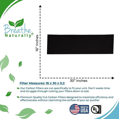 Breathe Naturally 16" x 30" 30901 2pk Replacement Carbon Pre-Filters for Hunter 30901 HEPAtech QuietFlo Air Purifier, 30901/30903/30907 Compatible, 230901