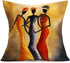 Smilyard African Decor Throw Pillow Covers Cotton Linen Oil Painting African Women Print Outdoor Pillow Covers Cushion Home Decorations 18x18 Inch Set of 4 Couch Pillow Case (Woman Set)