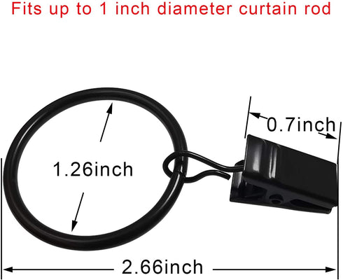 AMZSEVEN 90 PCS Curtain Rings with Clips, Drapery Clips with Rings, Hangers Drapes Rings 1.26 Inch Interior Diameter, Fits up to 1 Inch Curtain Rod, Vintage Black
