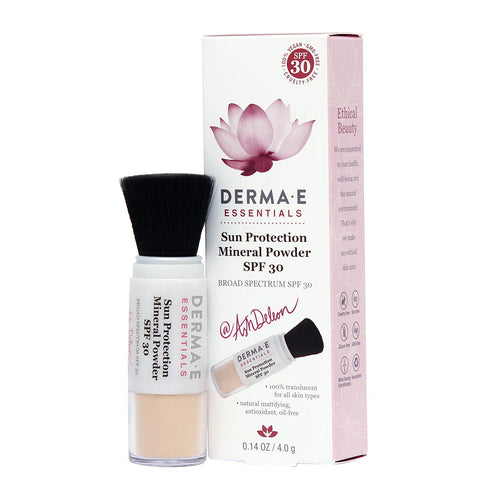 DERMA E Sun Protection Mineral Powder SPF 30 – All Natural Matte Face Powder Sunscreen – Non-Nano Zinc Oxide Powder Mineral Makeup with UVA/UVB Sun Protection, 0.14oz