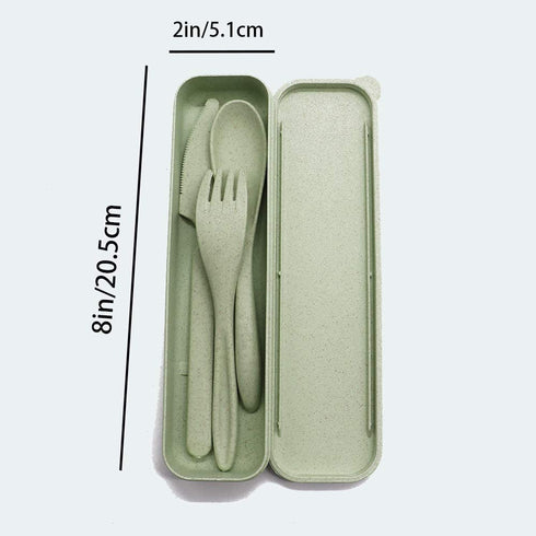 4 Sets Portable Wheat Straw Cutlery,Three-piece Reusable Knife,Fork and Spoon,Great for Celebrate Holidays,Picnics,Travel and Daily Use