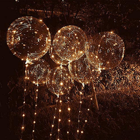 LED Light Up Bobo Baloons 10 Packs, 20 Inches Clear Helium Transparent Balloons 15 pcs, Glow in The Dark Ballons for Christmas Wedding Birthday Valentines Day Halloween Party Decoration