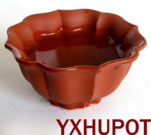 Yxhupot 4pcs Teacups 2.5oz Chinese Yixing Clay Zisha Cup Diamond Flower (Red brown)