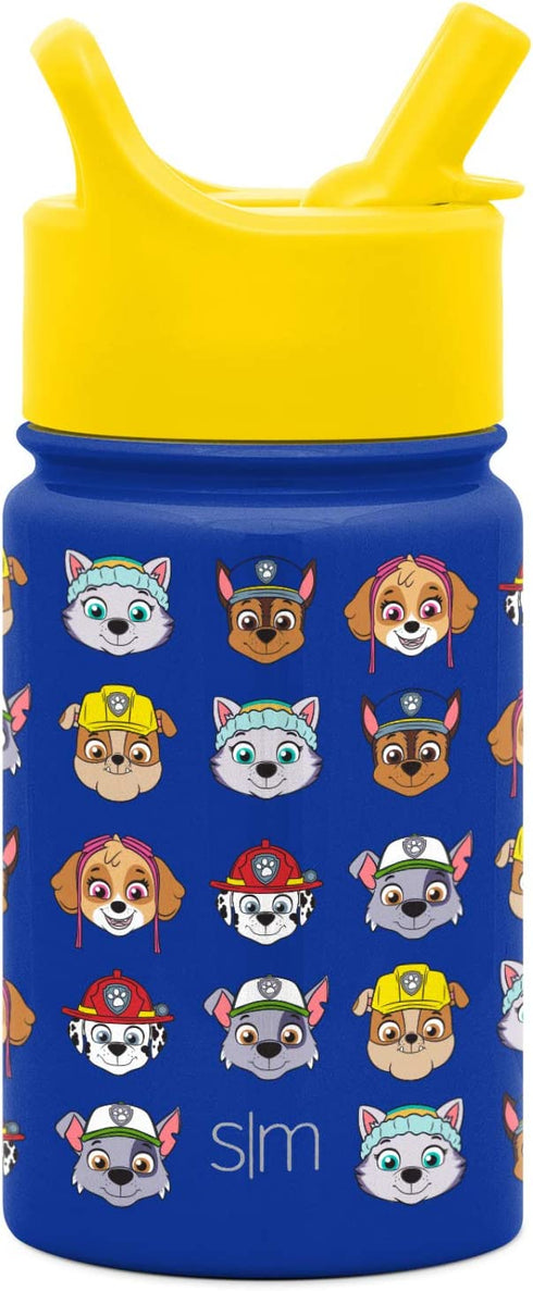 Simple Modern Kids Water Bottle with Straw Lid | Insulated Stainless Steel Reusable Tumbler for Toddlers, Girls, Boys | Summit Collection | 10oz, Paw Patrol Faces