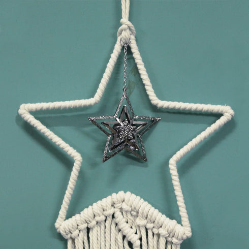 Dream Catcher, Aesthetic Room Decor for Teen Girls, Handmade Moon and Star Dream Catchers with Lights, Bohemian Macrame Cotton Woven Wall Hanging for Home Dorm Decorations Ornament Craft Gift (2 PCS)