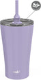 Zak Designs Alfalfa Stainless Steel Vacuum Insulated Double Wall Tumbler with Flexible Silicone Straw, Travel Tumbler with Splash Proof Lid Keeps Drinks Cold (18/8 SS, 20oz, Lavender)