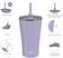 Zak Designs Alfalfa Stainless Steel Vacuum Insulated Double Wall Tumbler with Flexible Silicone Straw, Travel Tumbler with Splash Proof Lid Keeps Drinks Cold (18/8 SS, 20oz, Lavender)